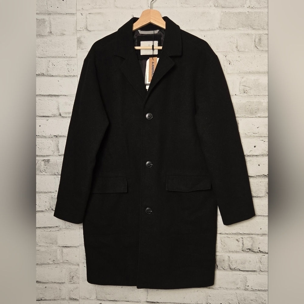 Jack & Jones Premium Clinton Relaxed Wool Coat Black NWT Size M